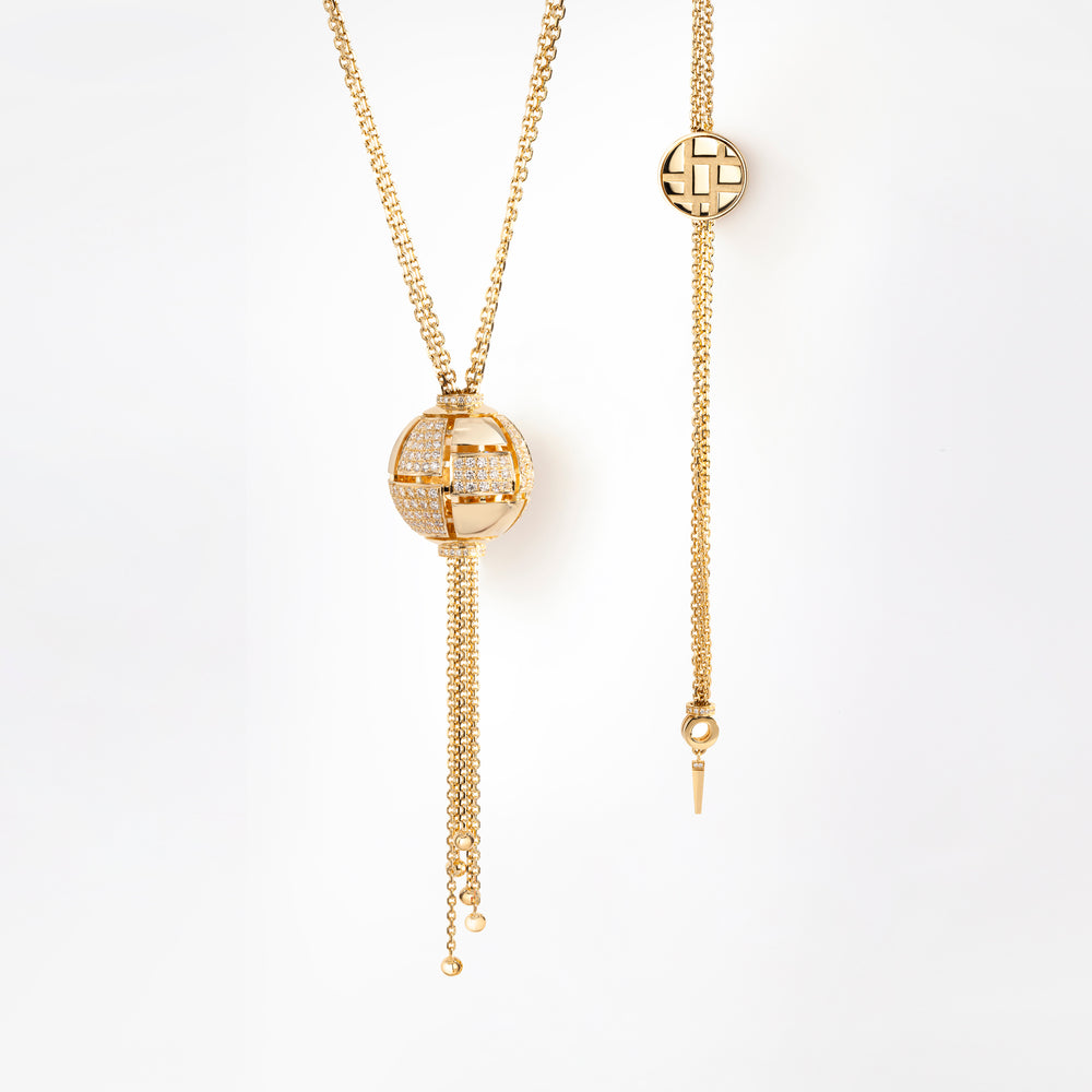 Cubism Globe diamond neckpiece in 18ct yellow gold by Stefano Canturi