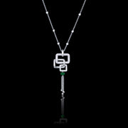 Affinity 3 Link diamond and green emerald bead neckpiece in 18ct white gold by Stefano Canturi