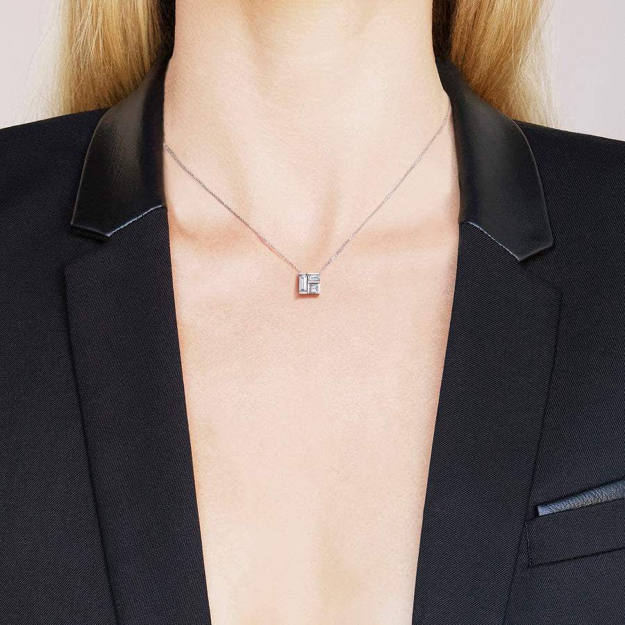 Cubism extra large diamond necklace set in 18ct white gold by Stefano Canturi