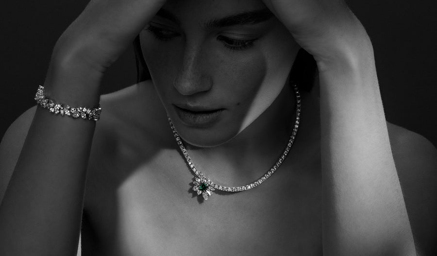 Primavera diamond and Zambian green emerald necklace by Stefano Canturi