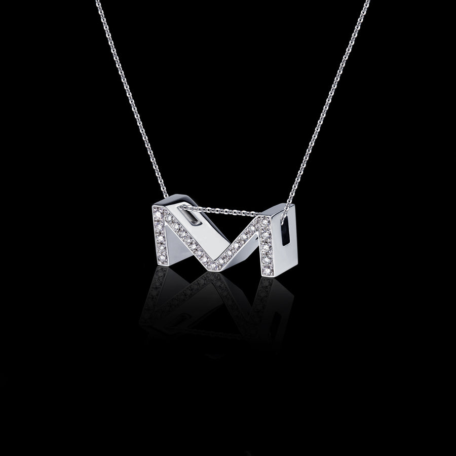 Alphabet diamond M pendant necklace by Stefano Canturi