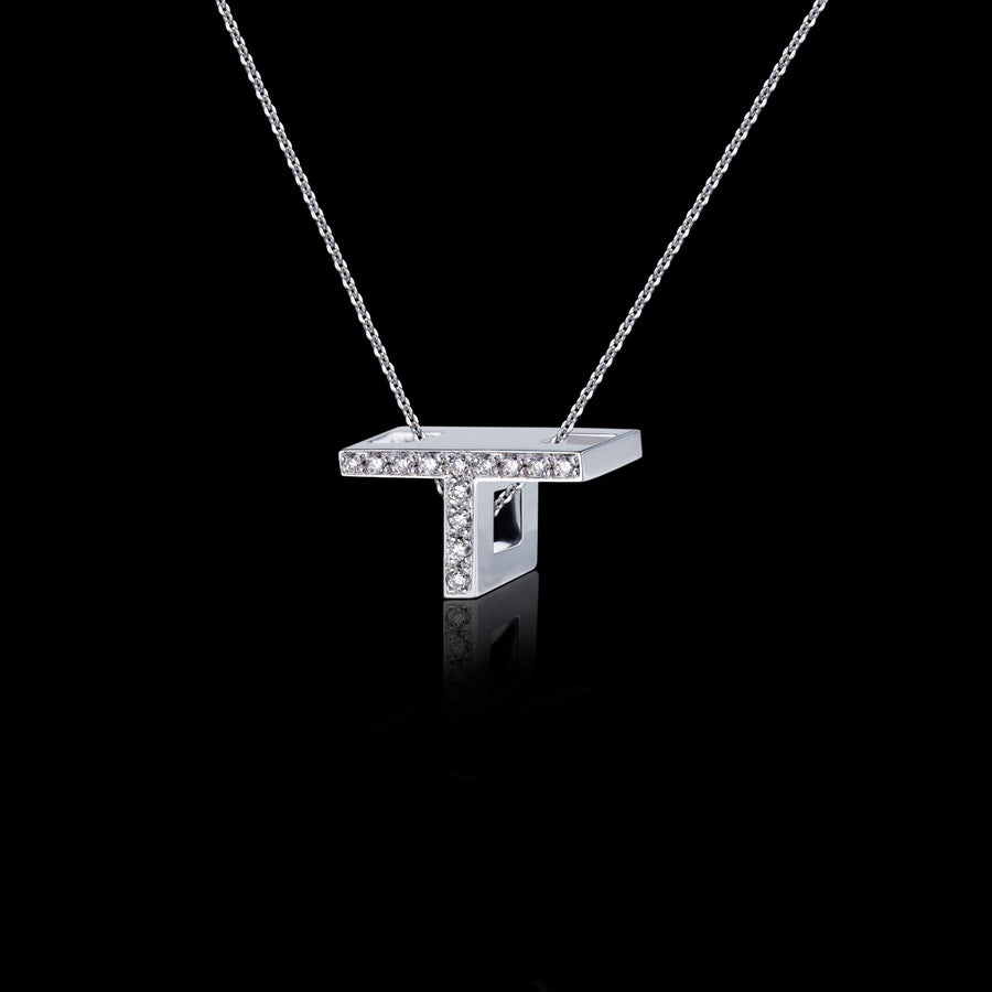 Alphabet diamond T pendant necklace by Stefano Canturi