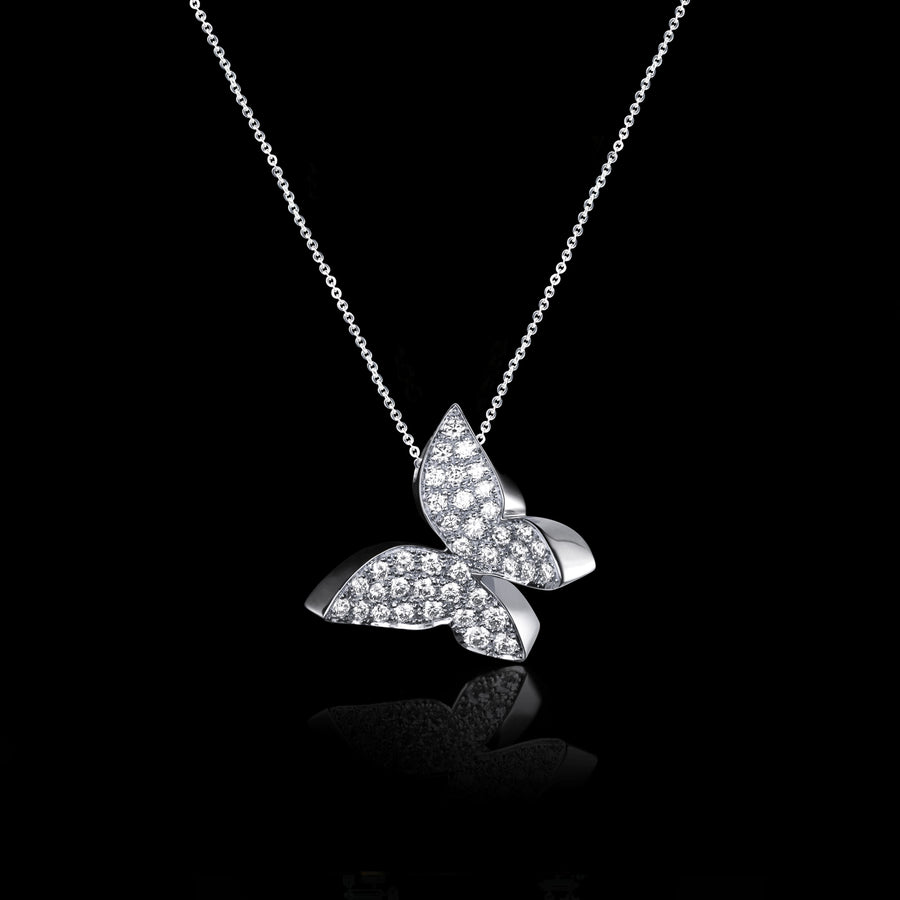 Odyssey diamond extra large Butterfly pendant necklace set in 18ct white gold by Stefano Canturi