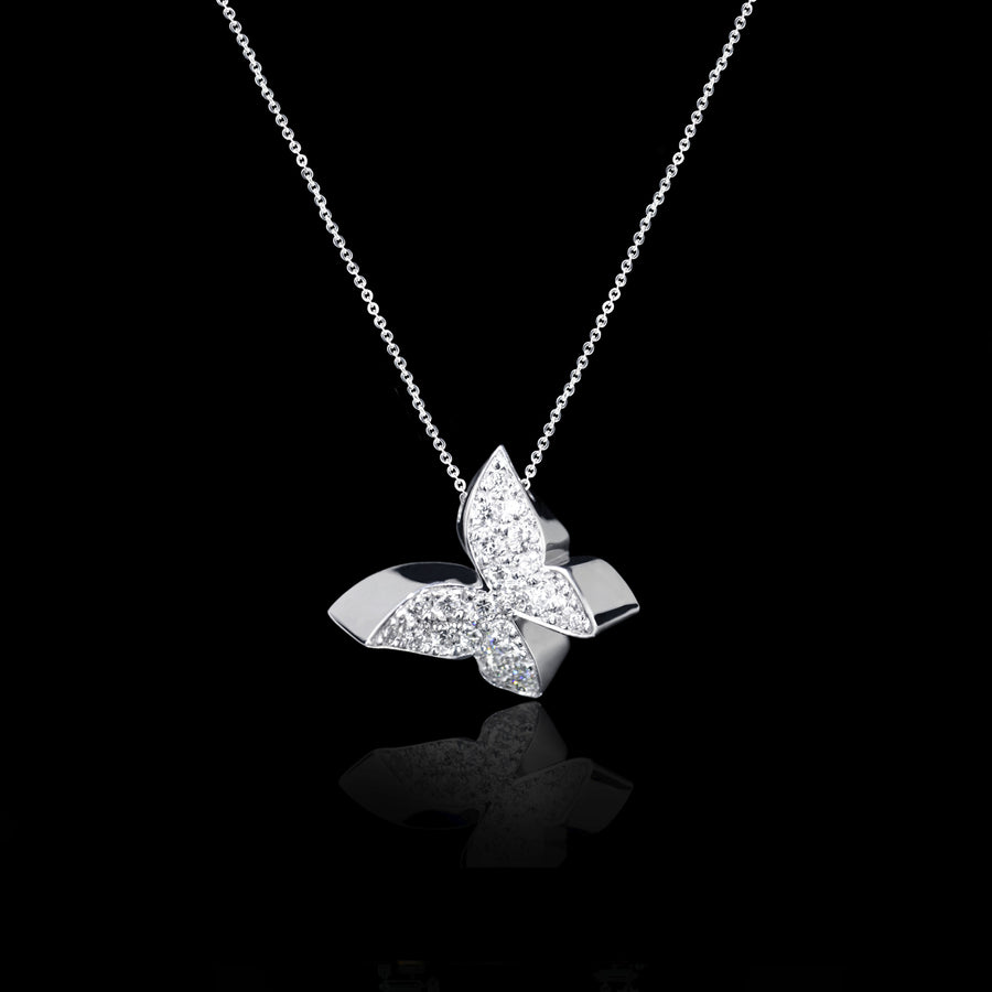 Odyssey diamond large Butterfly pendant necklace set in 18ct white gold by Stefano Canturi