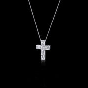 Cubism 18 set diamond cross necklace in 18ct white gold by Stefano Canturi
