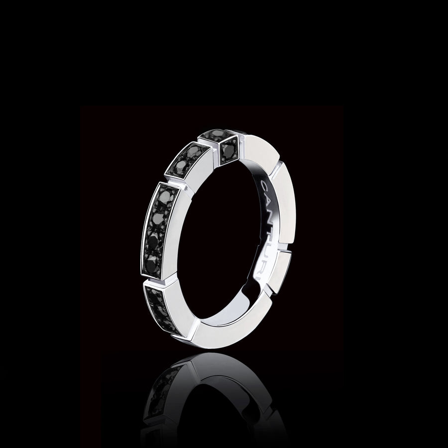 Regina 3mm black diamond ring in 18ct white gold by Stefano Canturi