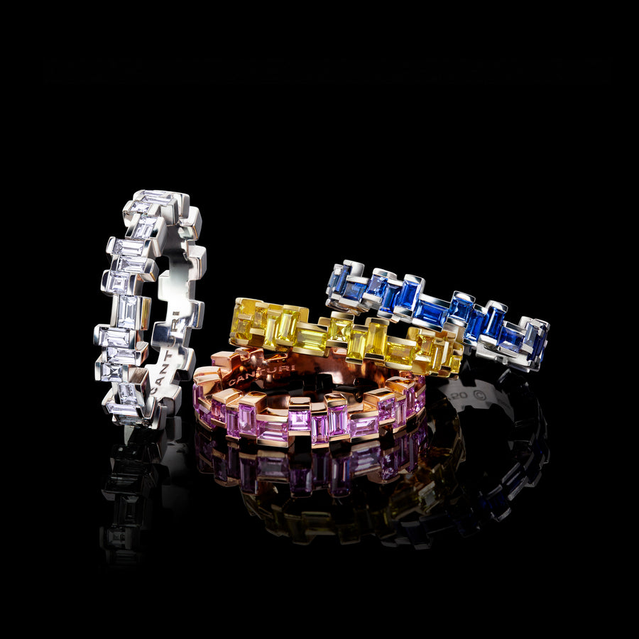 Radiant coloured gemstone rings by Stefano Canturi