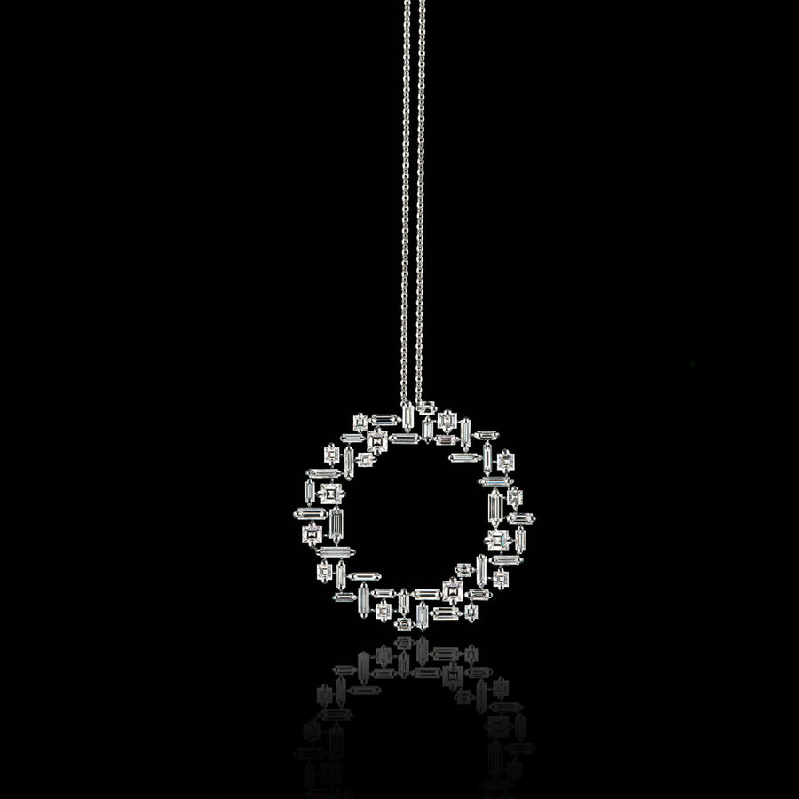 Cubism circular diamond necklace set in 18ct white gold by Stefano Canturi