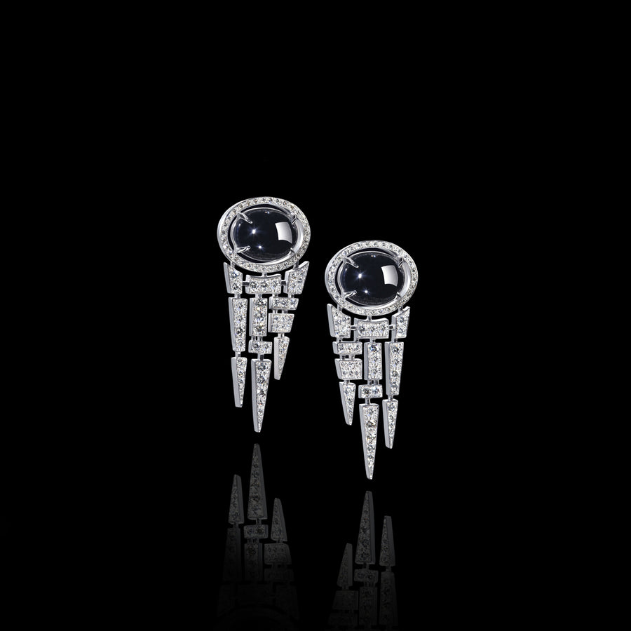 Cubism diamond and Australian black sapphire earrings in 18ct white gold by Stefano Canturi