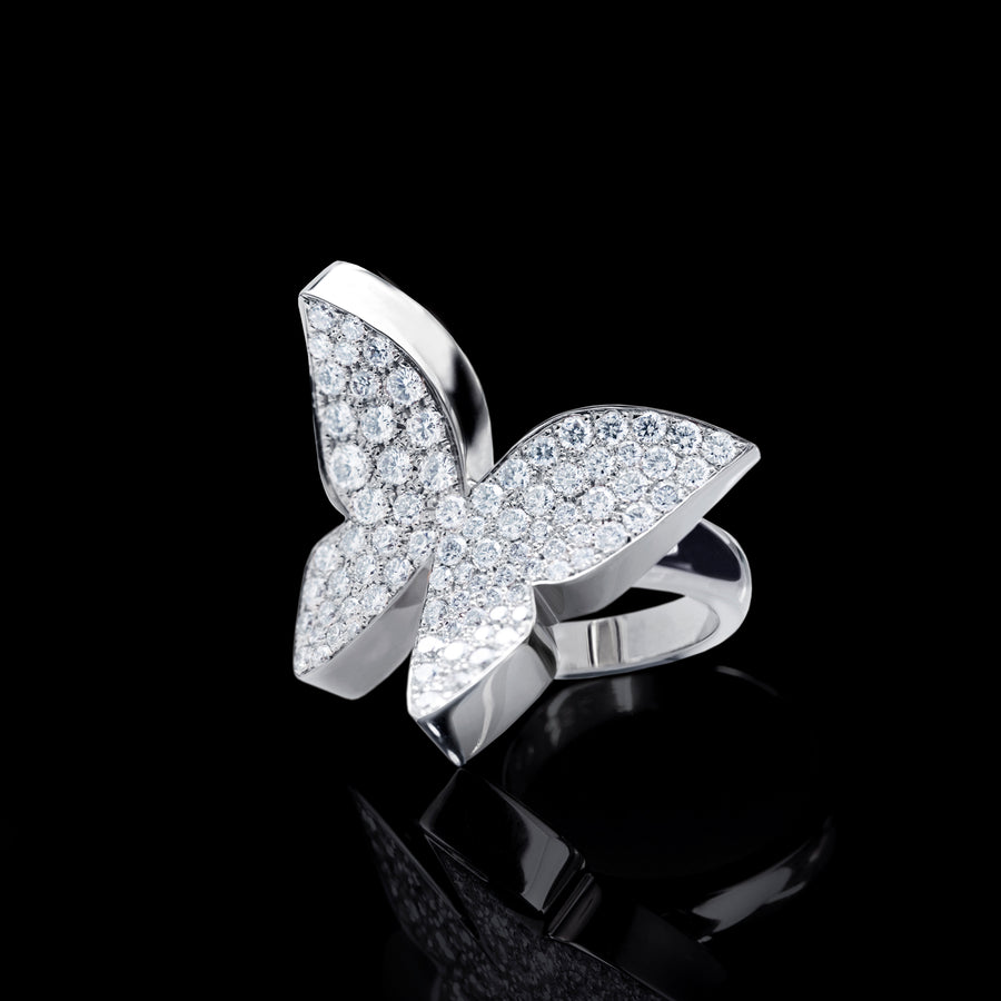 Odyssey diamond Butterfly ring in 18ct white gold by Stefano Canturi