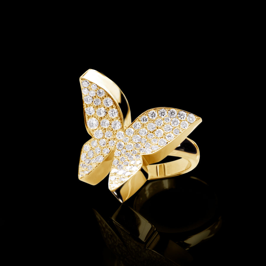 Odyssey diamond Butterfly ring in 18ct yellow gold by Stefano Canturi