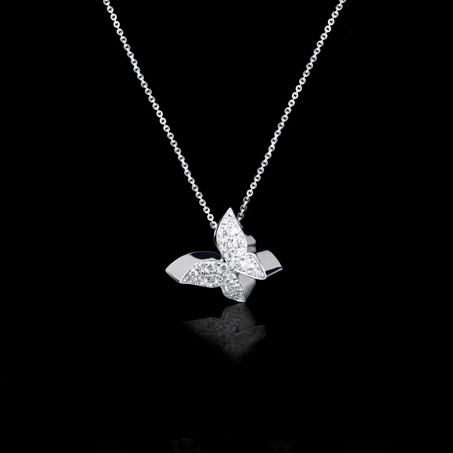 Odyssey diamond medium Butterfly pendant necklace set in 18ct white gold by Stefano Canturi