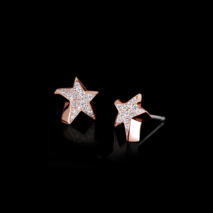 Odyssey diamond Star earrings in 18ct pink gold by Stefano Canturi