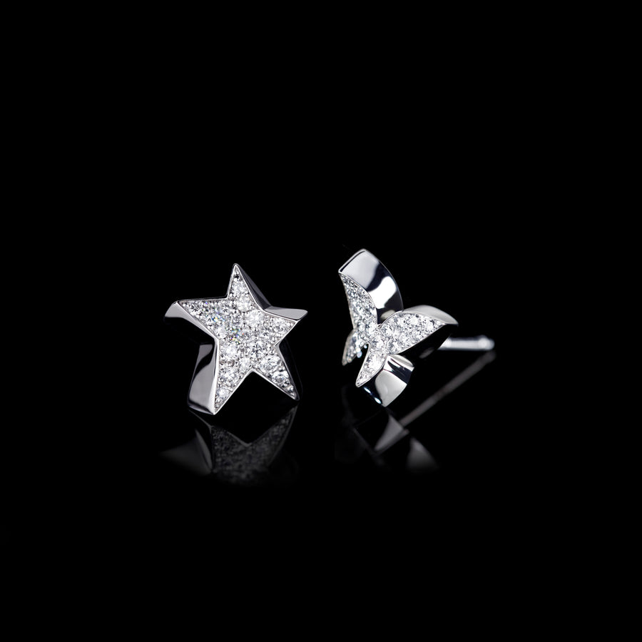 Odyssey diamond Star and Butterfly earrings in 18ct white gold by Stefano Canturi