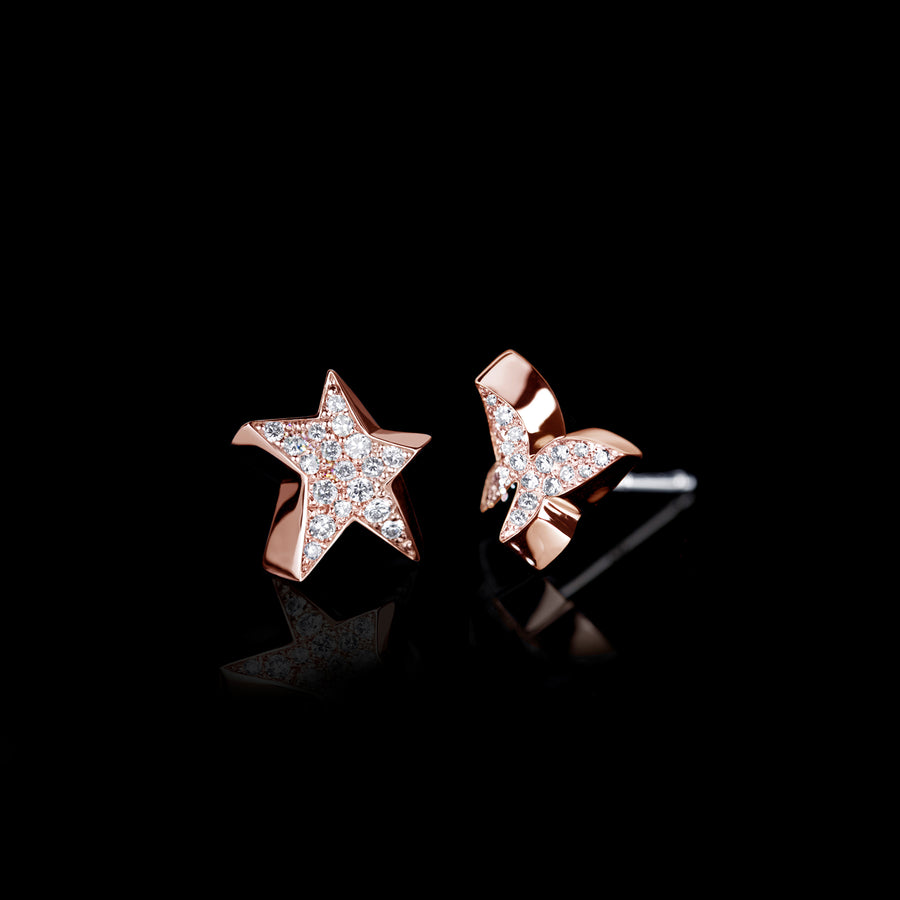 Odyssey diamond Star and Butterfly earrings in 18ct pink gold by Stefano Canturi