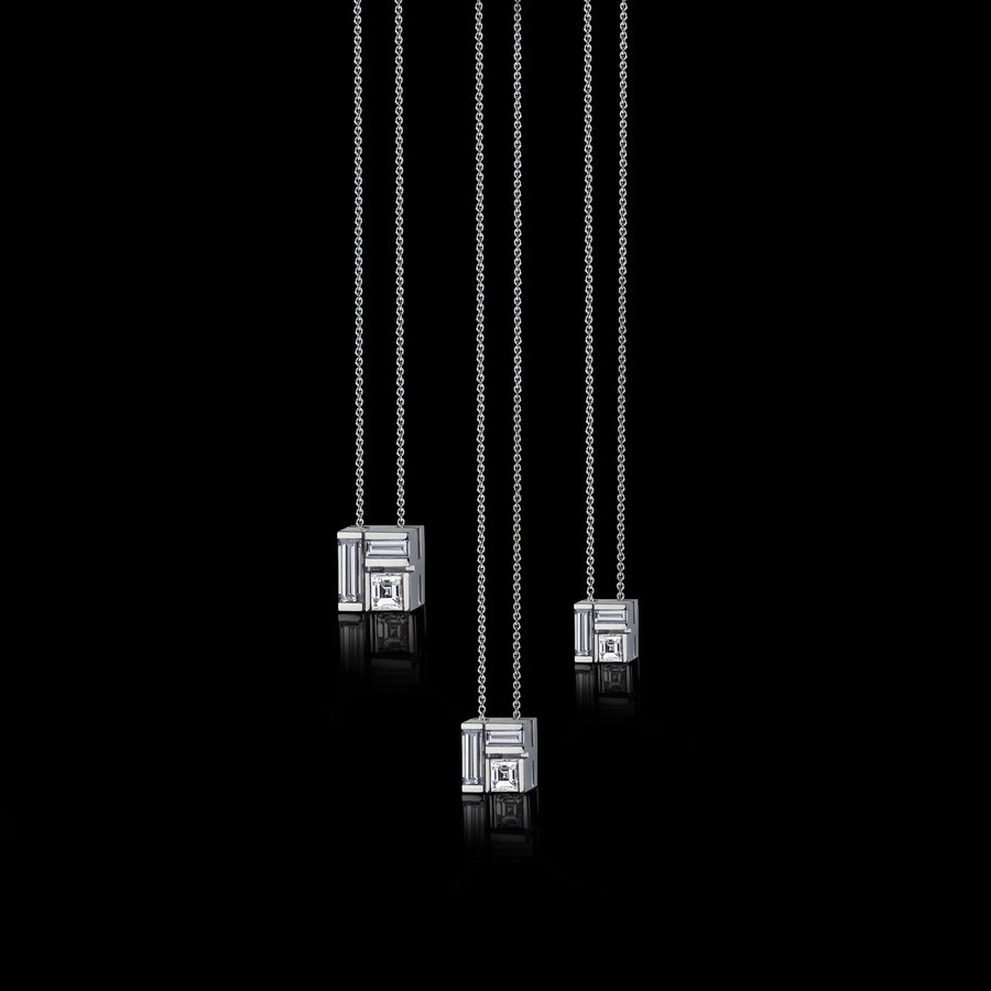 Cubism diamond necklaces set in 18ct white gold by Stefano Canturi