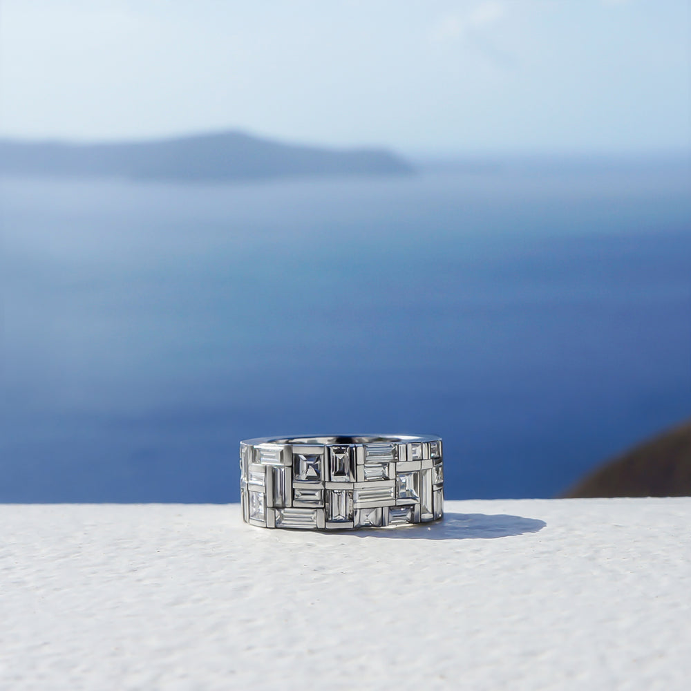 Cubism classic diamond ring set in 18ct white gold by Stefano Canturi