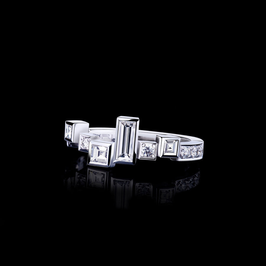 Cubism Radiant Diamond Ring set in 18ct White Gold by Stefano Canturi
