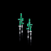Cubism diamond and green emerald earrings in 18ct white gold by Stefano Canturi