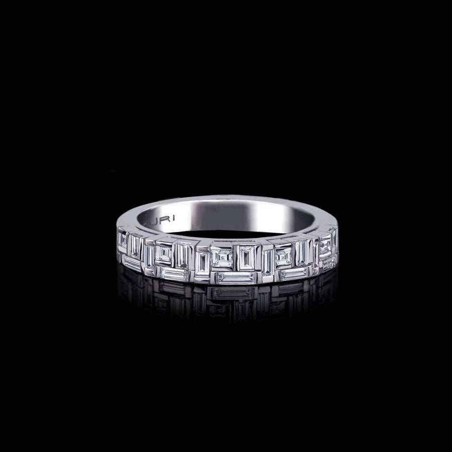 Cubism Fitted Narrow Diamond Ring set in 18ct White Gold by Stefano Canturi