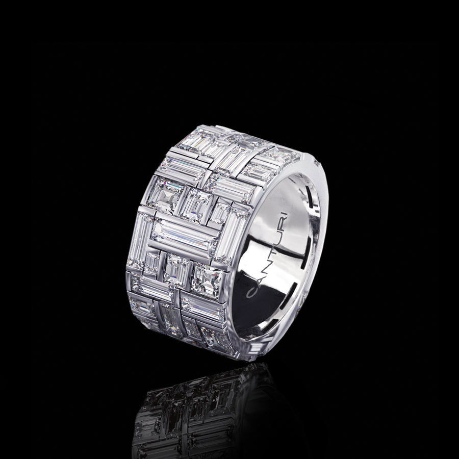 Cubism Extra Wide Diamond Ring set in 18ct White Gold by Stefano Canturi