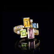 Cubism Colourburst gemstone ring in 18ct yellow gold by Stefano Canturi
