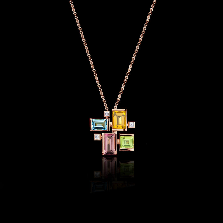 Cubism Colourburst Necklace in 18ct pink gold by Stefano Canturi