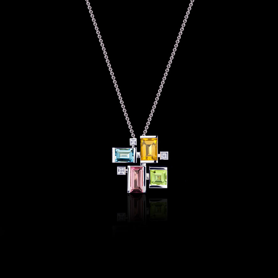 Cubism Colourburst Necklace in 18ct white gold by Stefano Canturi