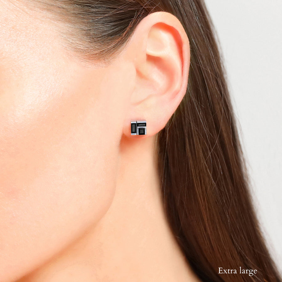 Cubism extra large Australian black sapphire stud earrings set in 18ct white gold by Stefano Canturi