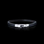 Cubism single set Australian black sapphire leather bracelet in 18ct white gold by Stefano Canturi