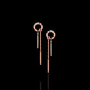 Regina Swing Earrings featuring diamonds, Australian black sapphires and rubies in 18ct Pink Gold by Stefano Canturi
