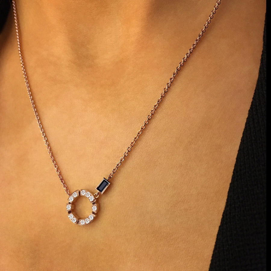 Regina diamond and Australian black sapphire necklace in 18ct pink gold by Stefano Canturi