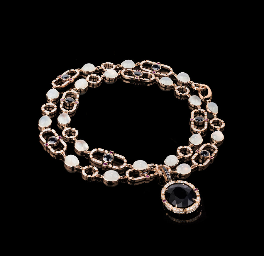 Regina moonstone neckpiece in 18ct pink gold by Stefano Canturi