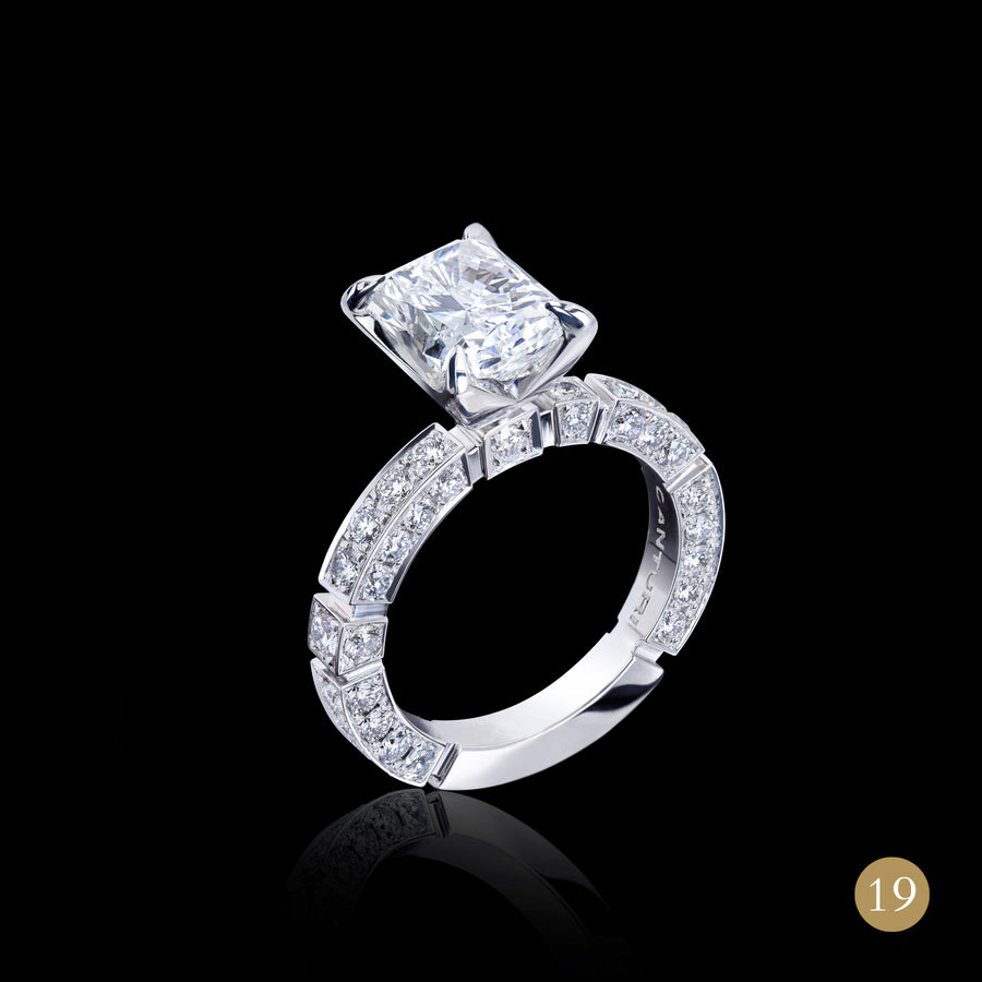Regina with radiant cut diamond ring by Stefano Canturi